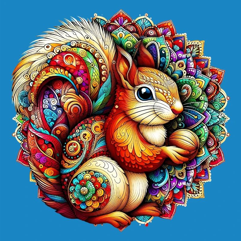 Squirrel decorated with Mandalas