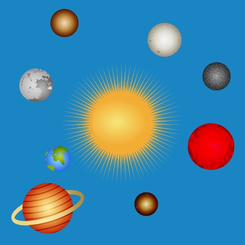 Luminous planetary system with sun and planets