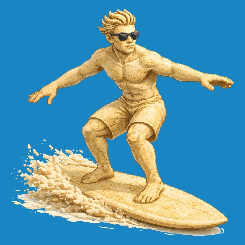 Surfeur de sable sur la planche de surf