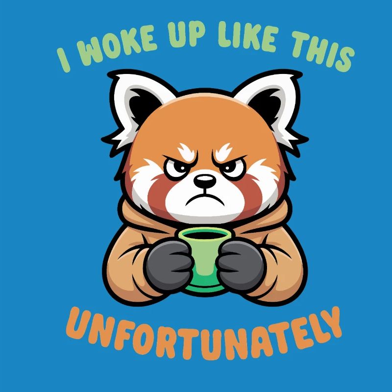 Grumpy panda with coffee - morning grouch