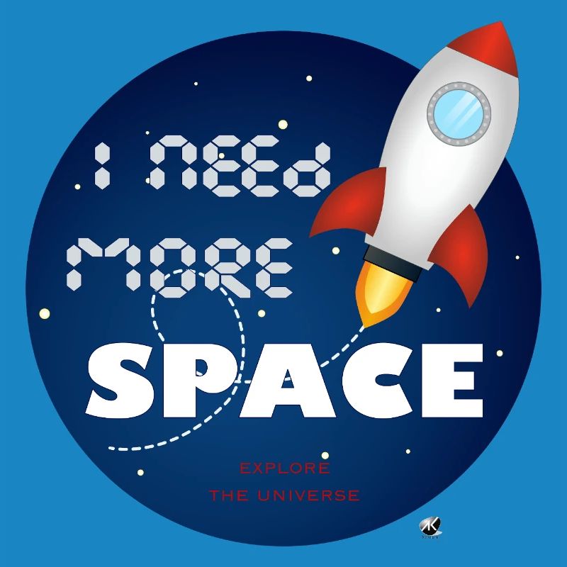 Space rocket in a blue circle illustration
