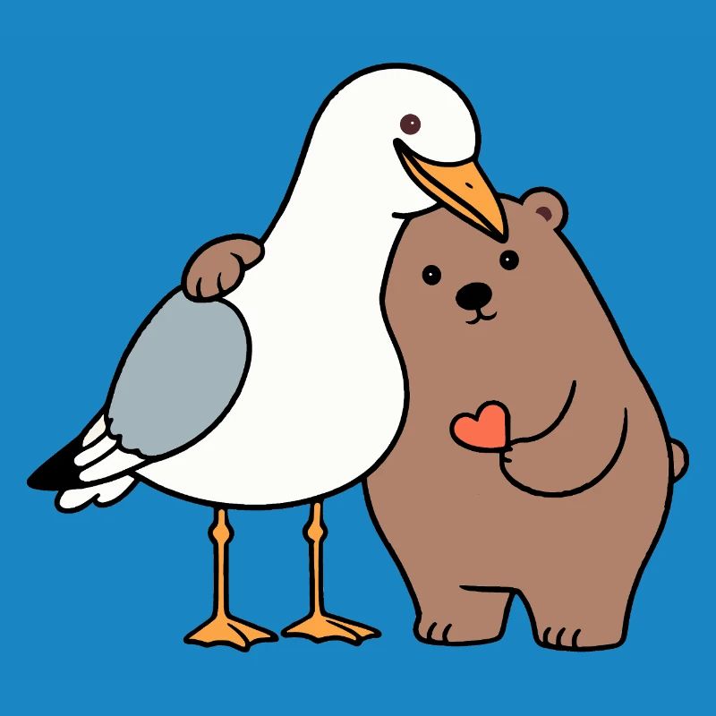 Nordsee Möwe Braun Bär Freundschaft Liebe anlehnen