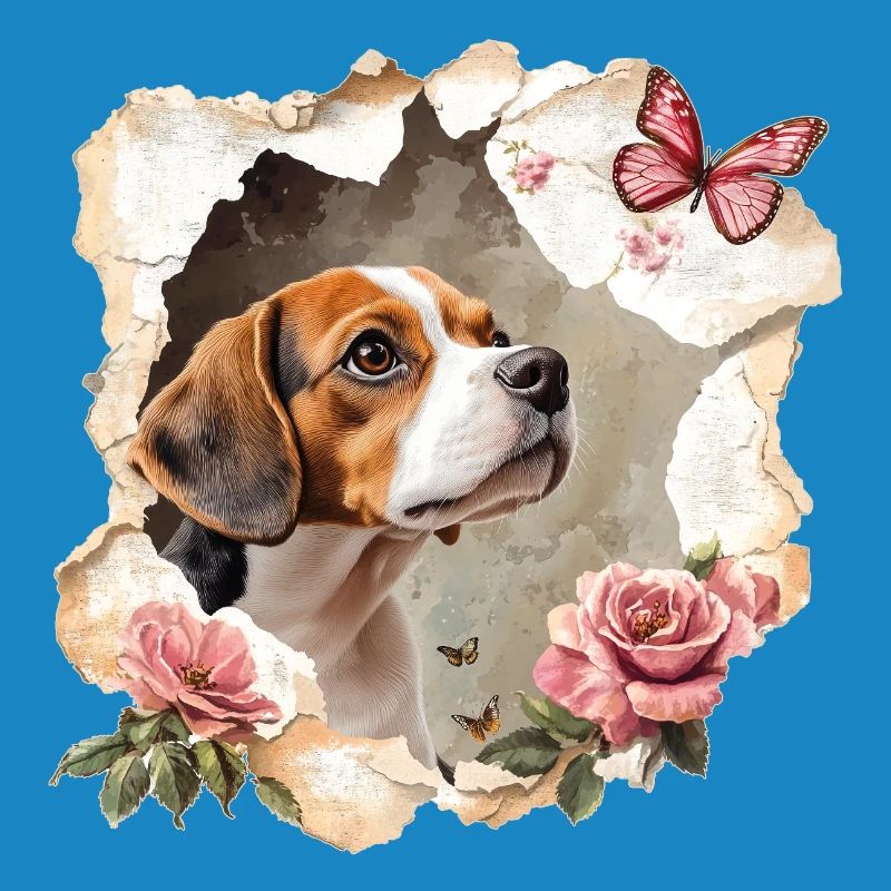 Beagle avec papillon