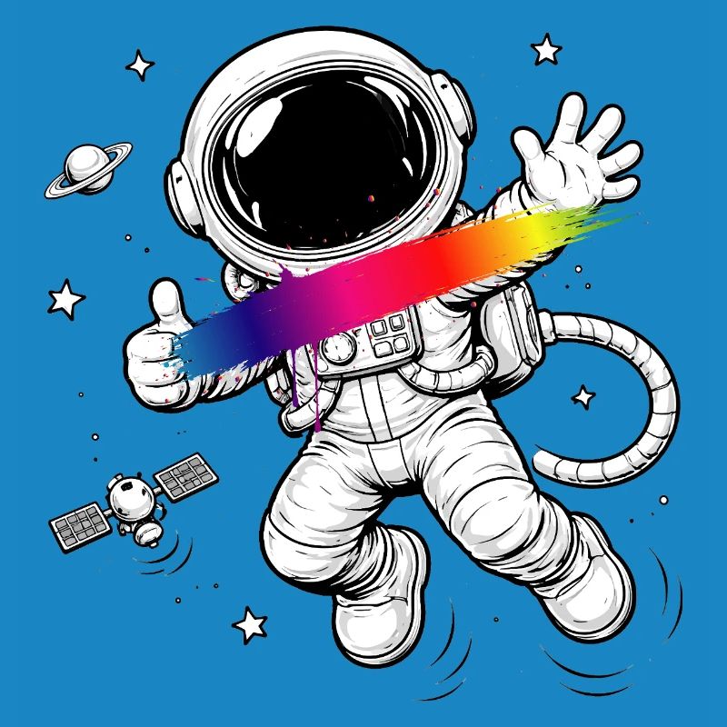 Astronaut Regenbogen Splash Space Design 