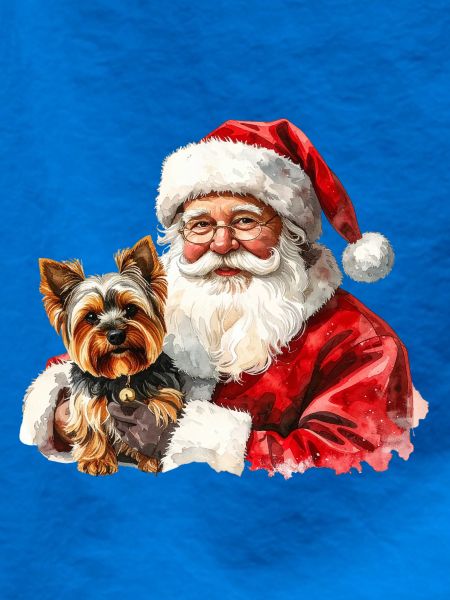 Weihnachtsmann- und Yorkshire Terrier-Kunst