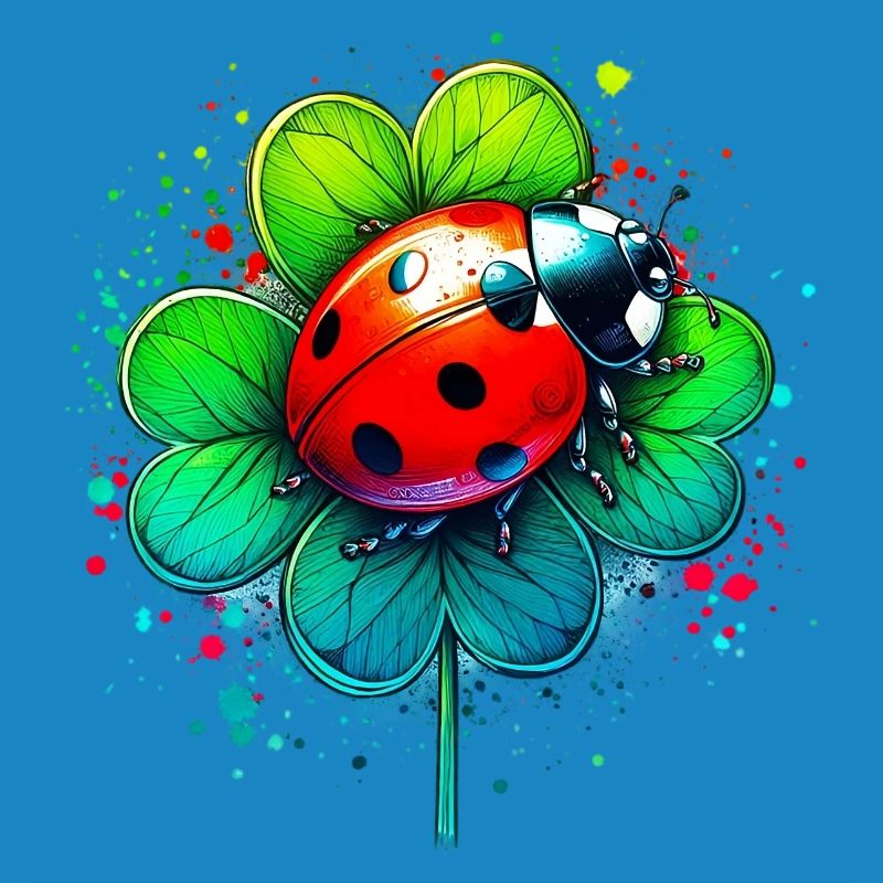 Ladybug on a four-leaf clover