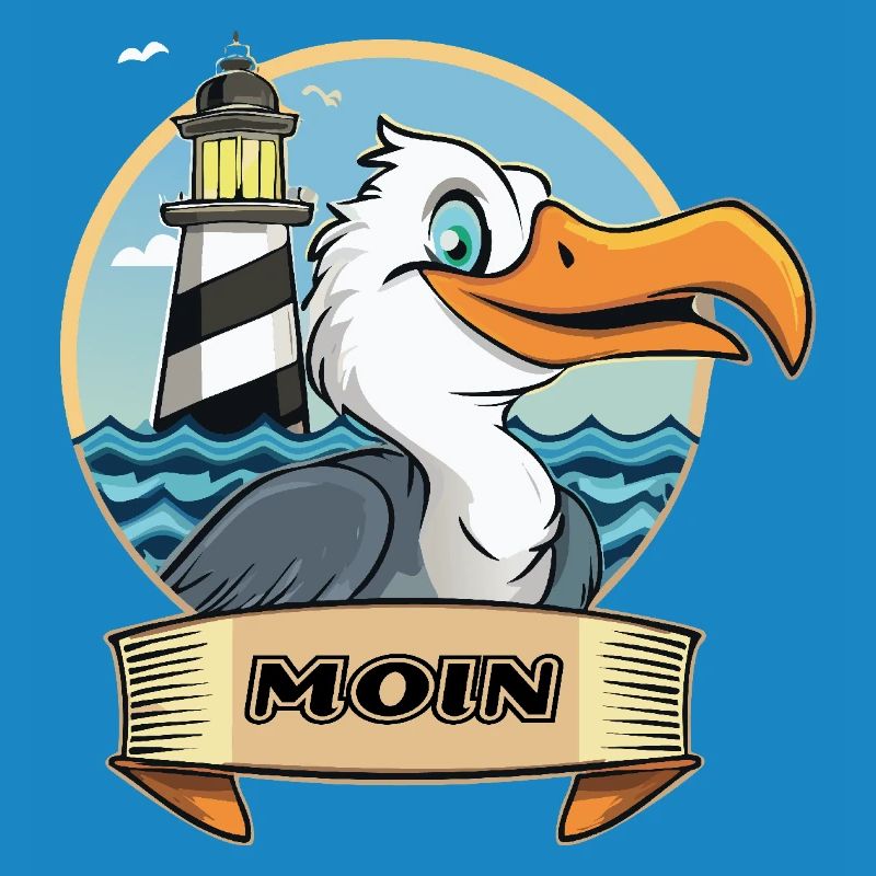 Moin -Möve mit Leuchtturm
