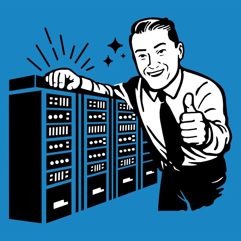 Retro IT Admin Smiling – Vintage Tech Support