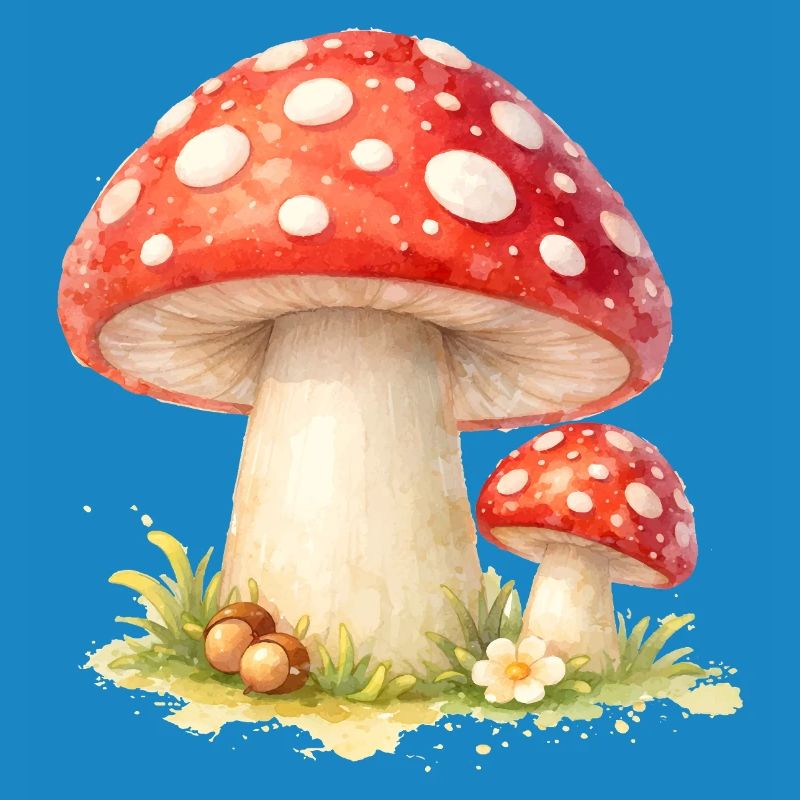 Toadstool Illustration Red Mushroom Nature Motif