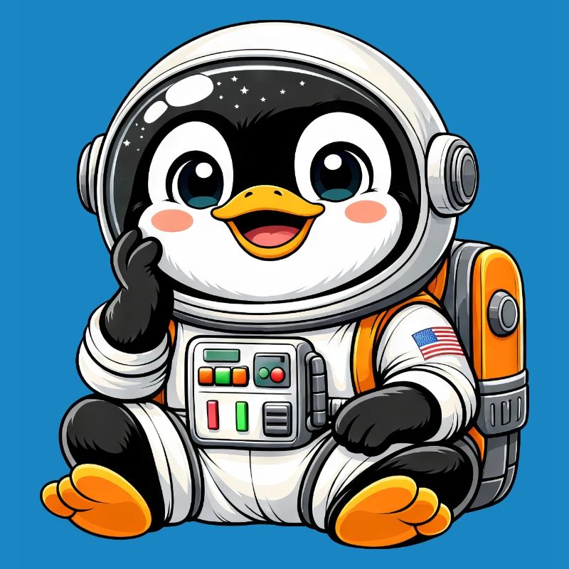 Dessin animé Astronaute Explorateur de l’Espace Pingouin mignon