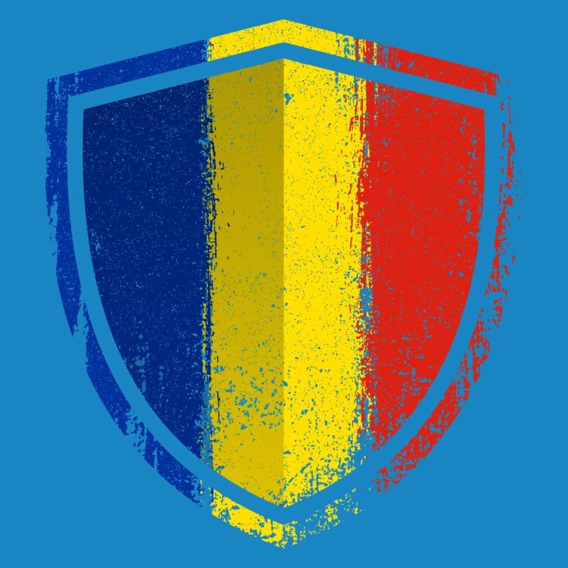 Distressed Blue Yellow Red Shield