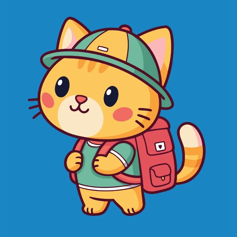 Explorer cat with backpack