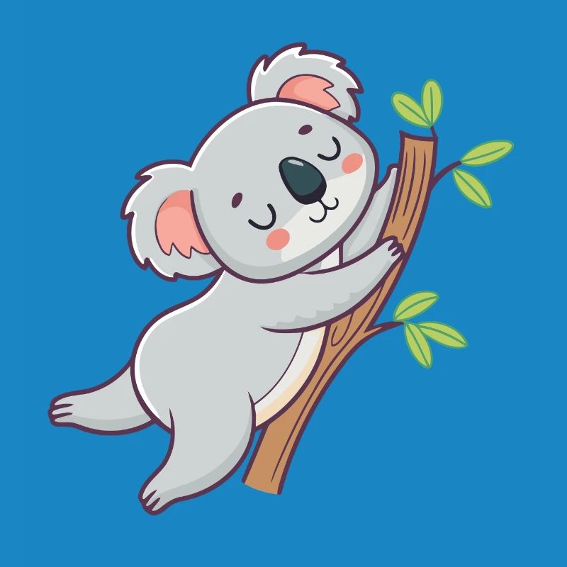 Cuddly koala on pastel branch