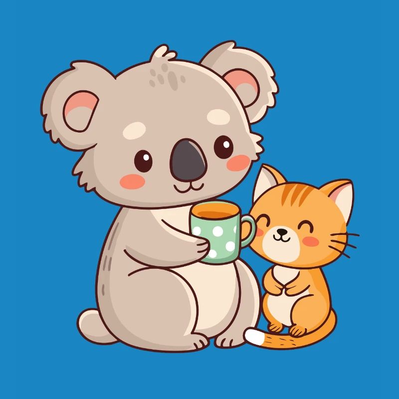 Koala et chat café mignon