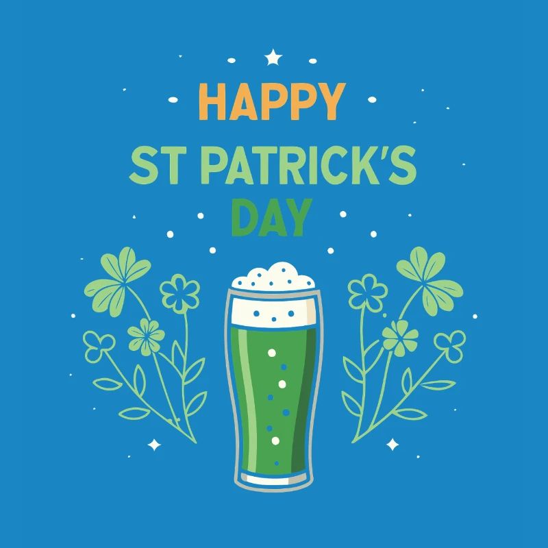 Verre vert et trèfles Saint Patrick