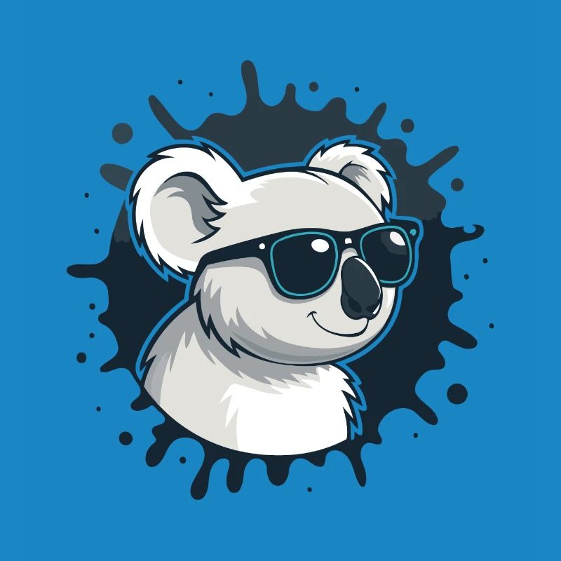 Koala chic glasses on blue splash