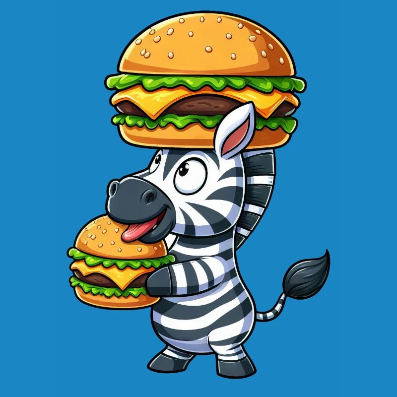 Whimsical Zebra Hamburger Fast Food Cheeseburger