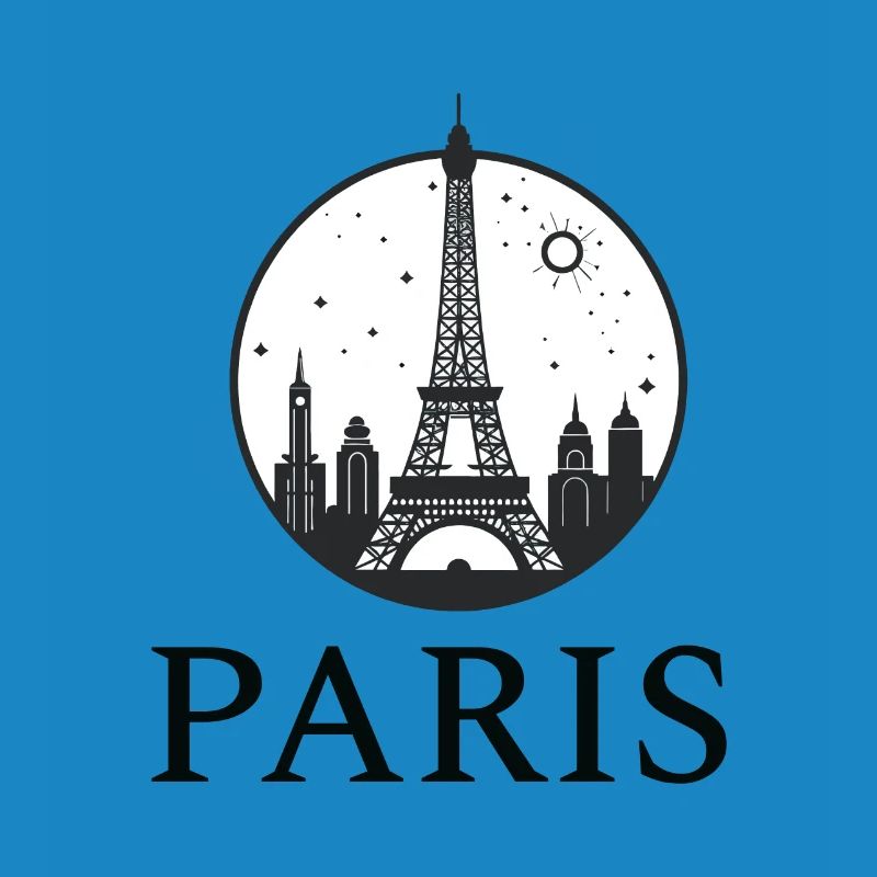 Paris Eiffel Tower silhouette in a circle