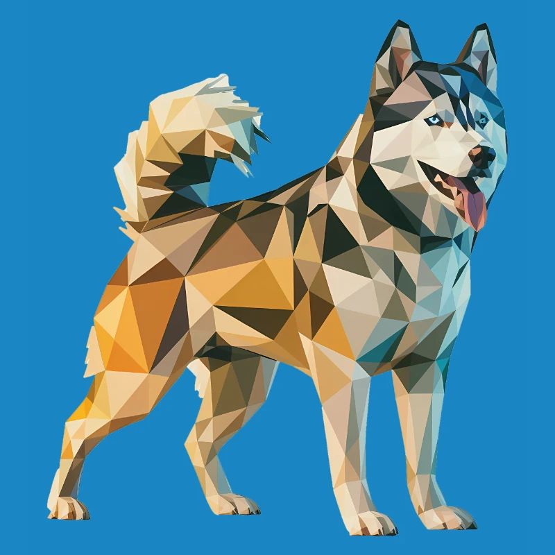 Husky sibérien - Logo Low Poly cool