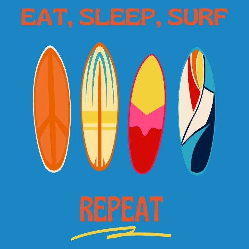 Eat Sleep Surf Repeat – Bunte Surfboards