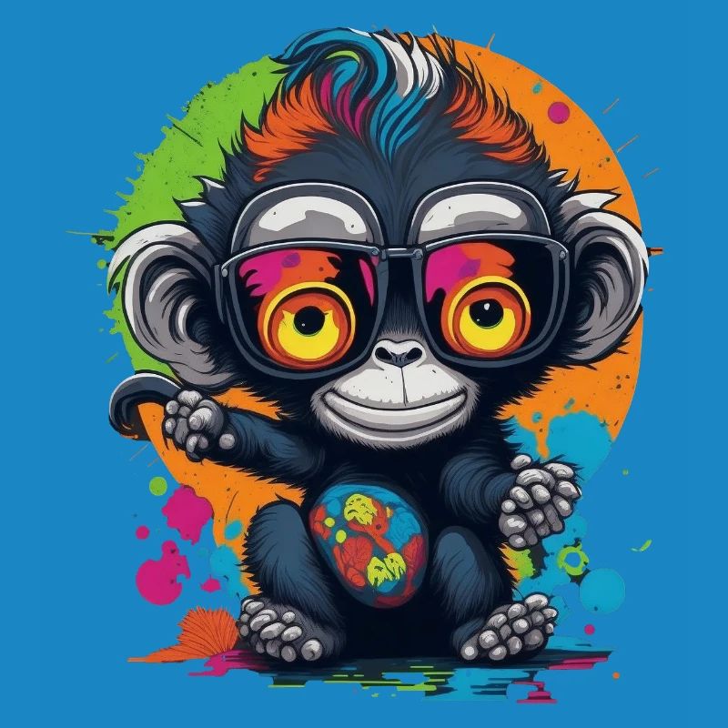 Neon Brillenaffe Splash - Affe - Äffchen