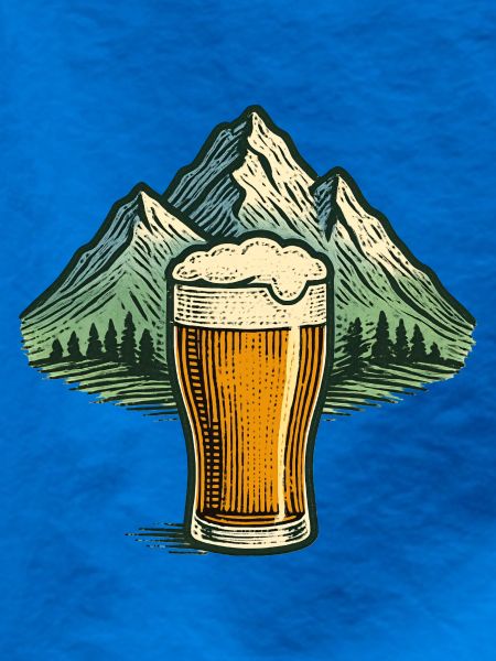 Bierglas mit Bergsilhouette