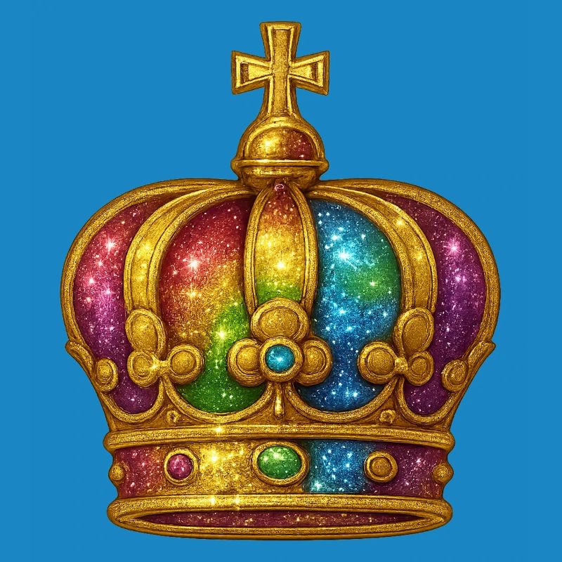 Regenbogen-Glitzerkronen-Design