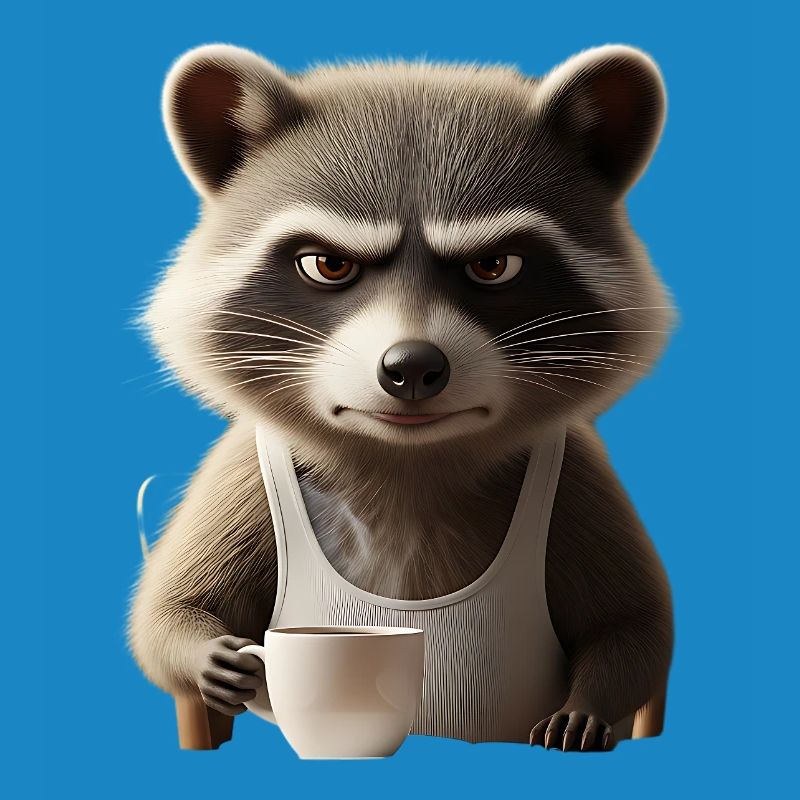 Grumpy Waschbär mit Kaffee – Morgenmuffel Design