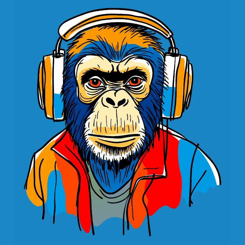 Monkey with headphones
