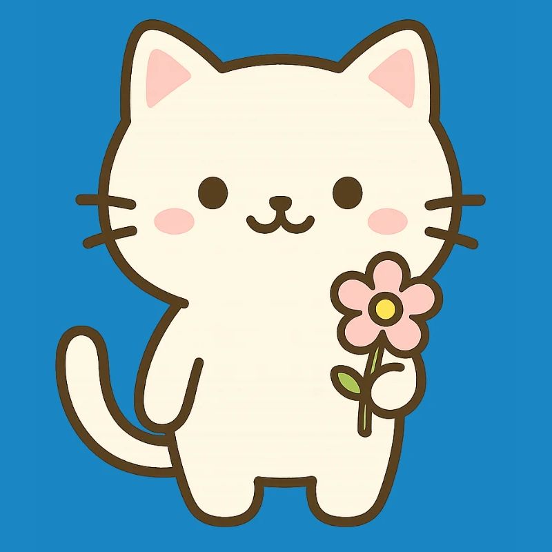 Chat mignon avec fleur
