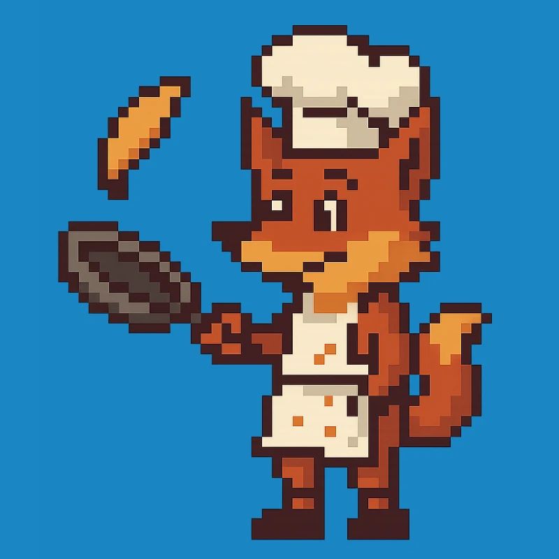 Pixelated Kitchen Chef Fox