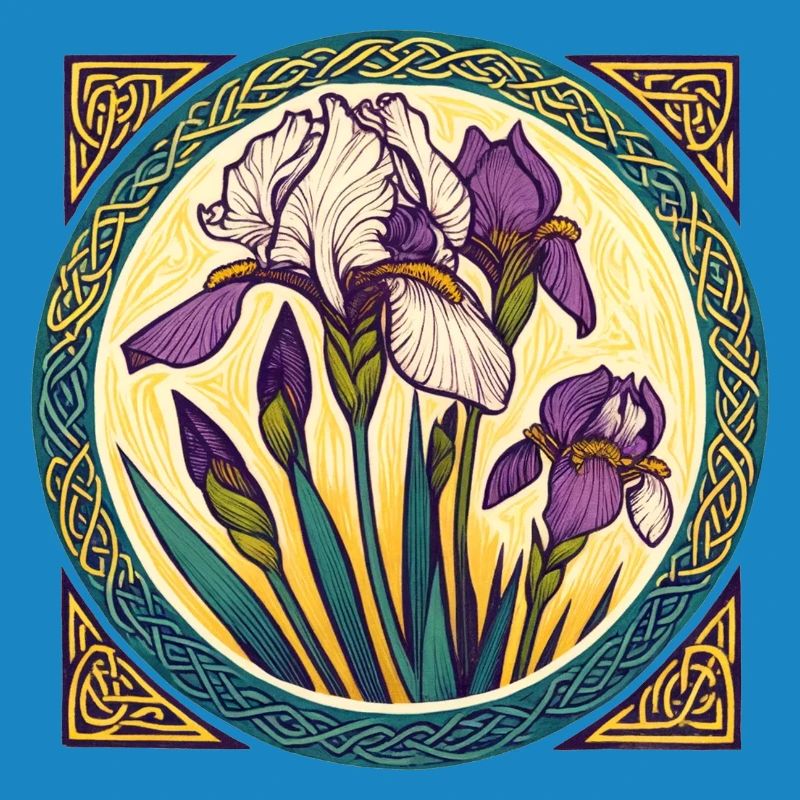 Intricate Irish Iris Celtic Artwork