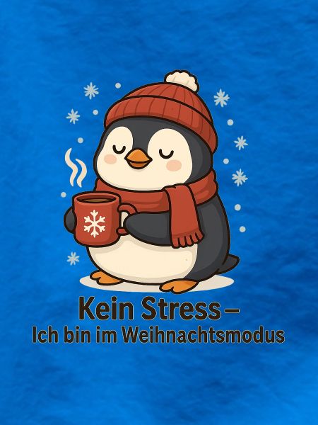 Weihnachtsmodus Pinguin mit Becher