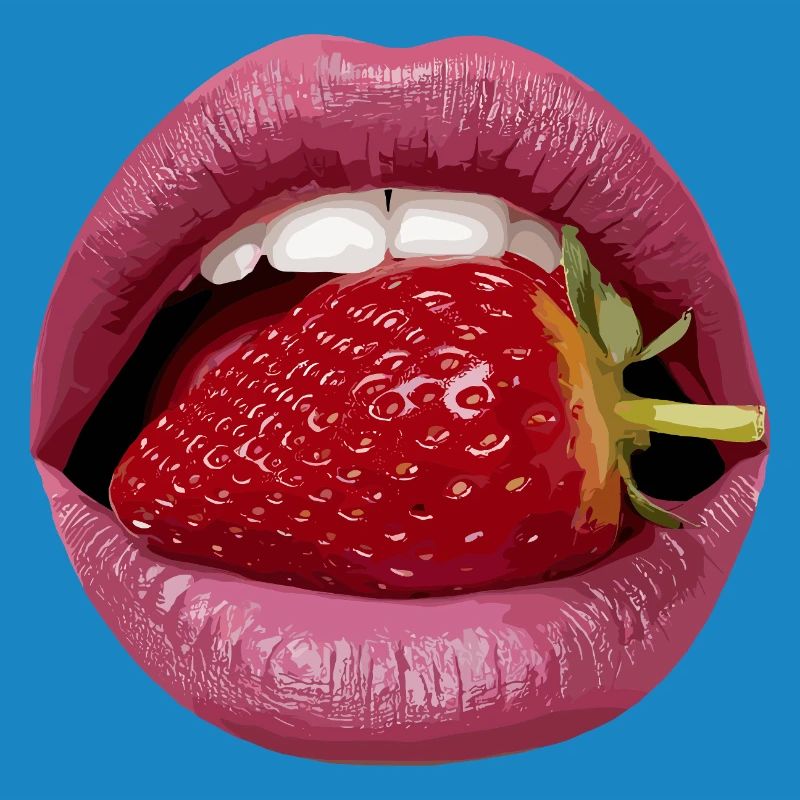 Strawberry Kiss Lips Pop Art
