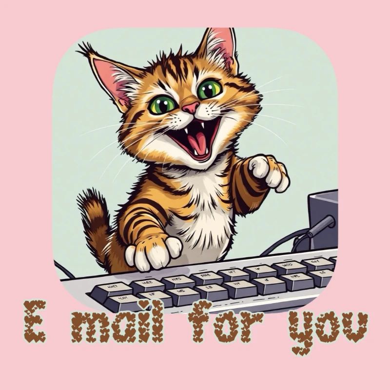 Cat composition: Mail kitten on the PC