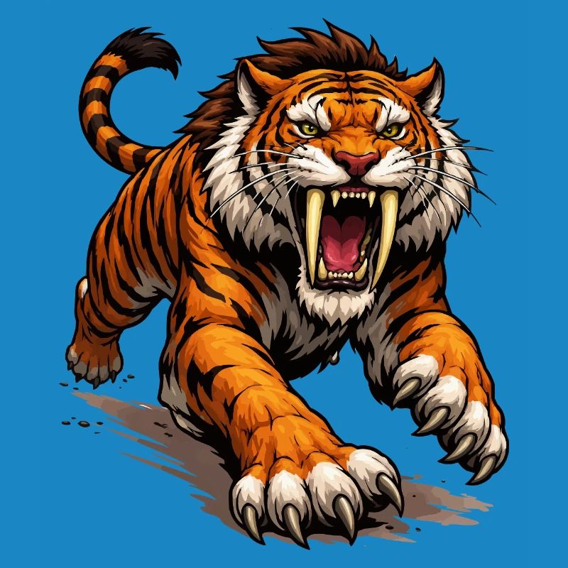 Comic Tiger Attack