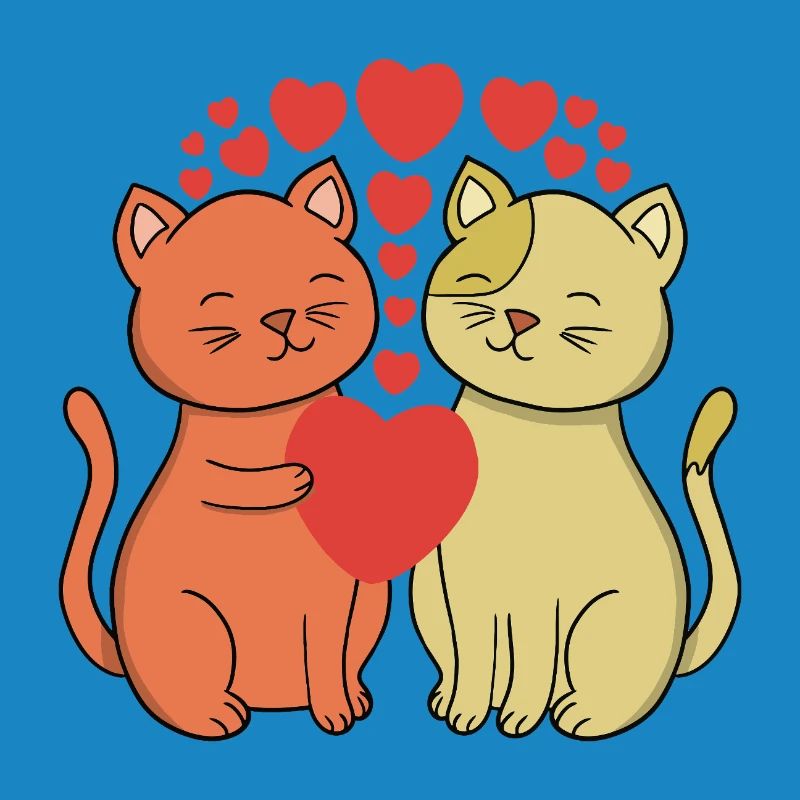 Two Heartfelt Cats Embrace