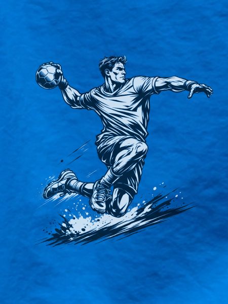 Dynamischer Handballer im Comic Stil