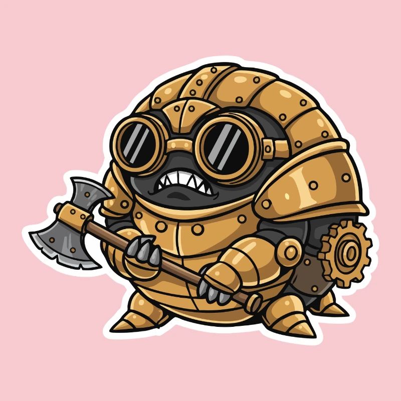 Sowbug Warrior Steampunk Axe Copper Armor