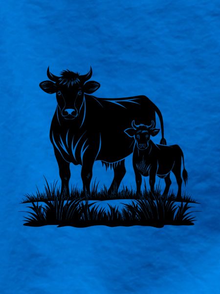 Angus-Kuh und Kalb