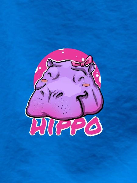 Niedliches Hippo mit rosa Schleife