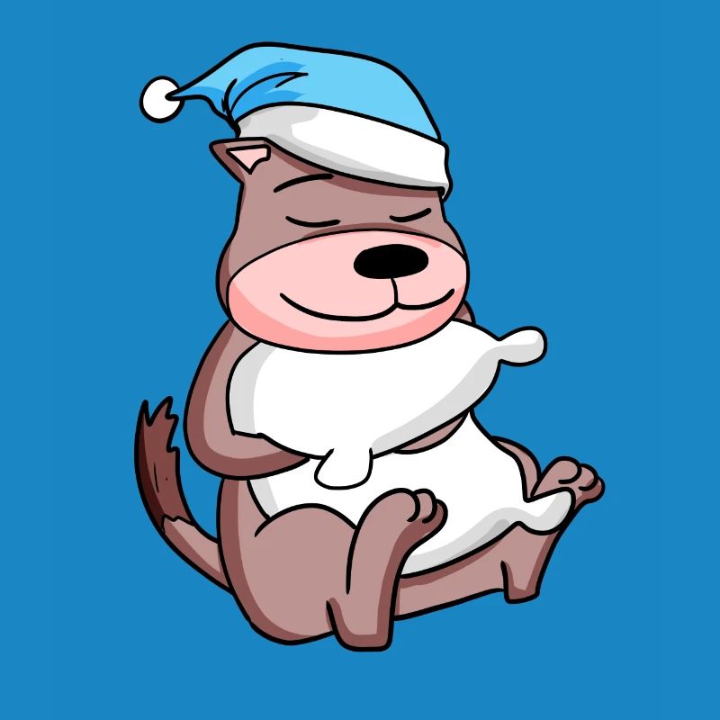 Weasel with pillow and sleeping cap