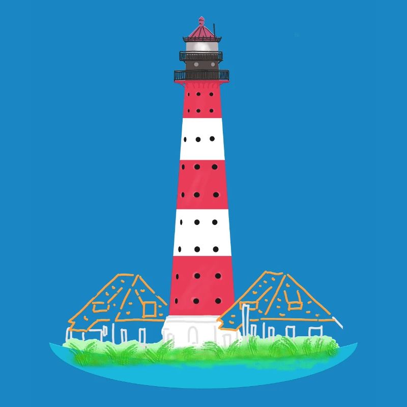 Lighthouse Westerheversand, without text, North Sea