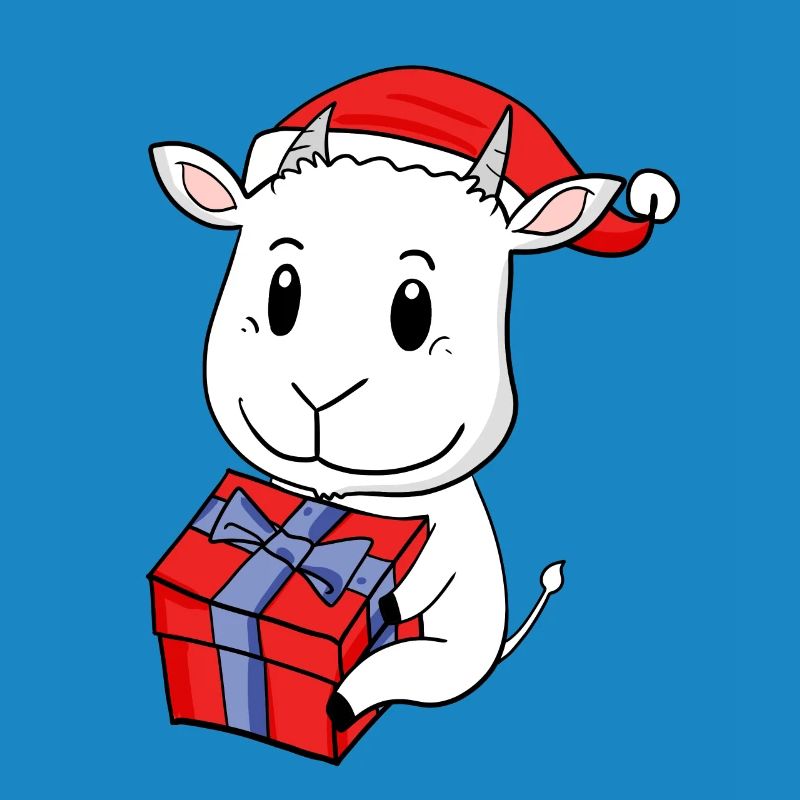 Bébé Chèvre de Noël avec cadeau