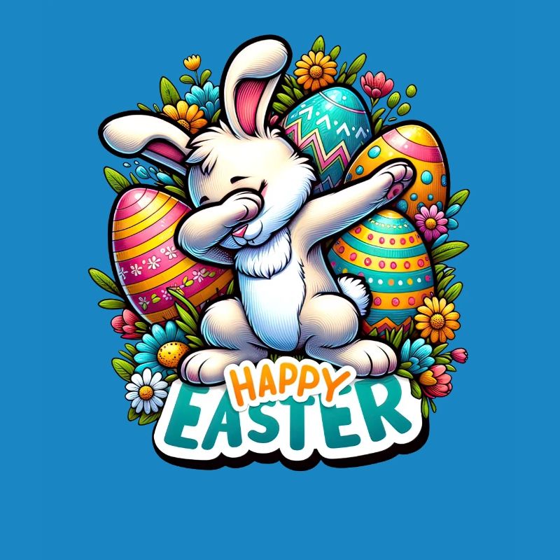 Joyeuses Pâques - Lapin de Pâques mignon avec pose de dab