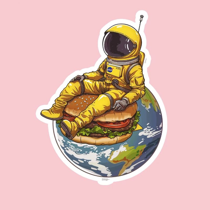 Astronaute doré sur Burger – Design alimentaire spatial