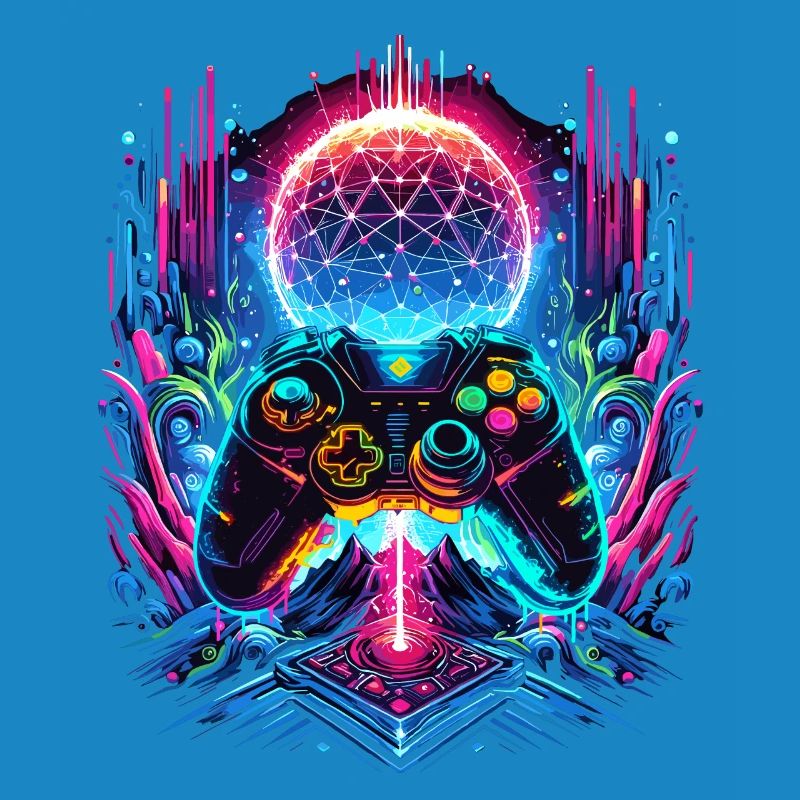 Synthwave Cyberpunk Gaming Controller