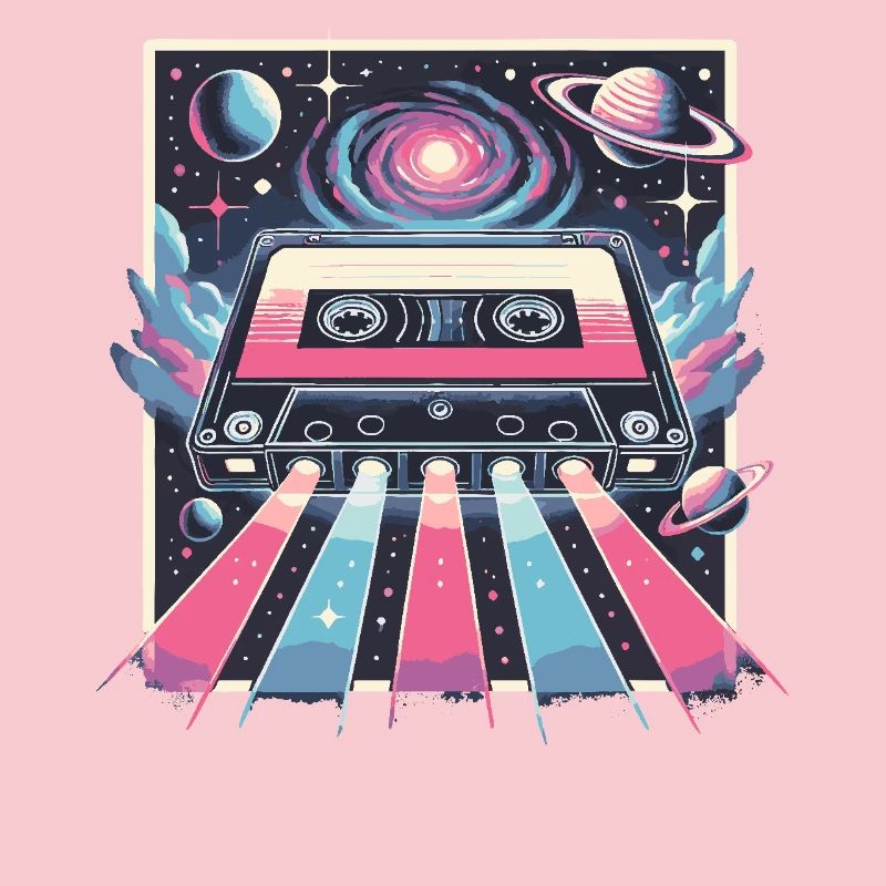 Retro Cassette Space Neon Galaxy