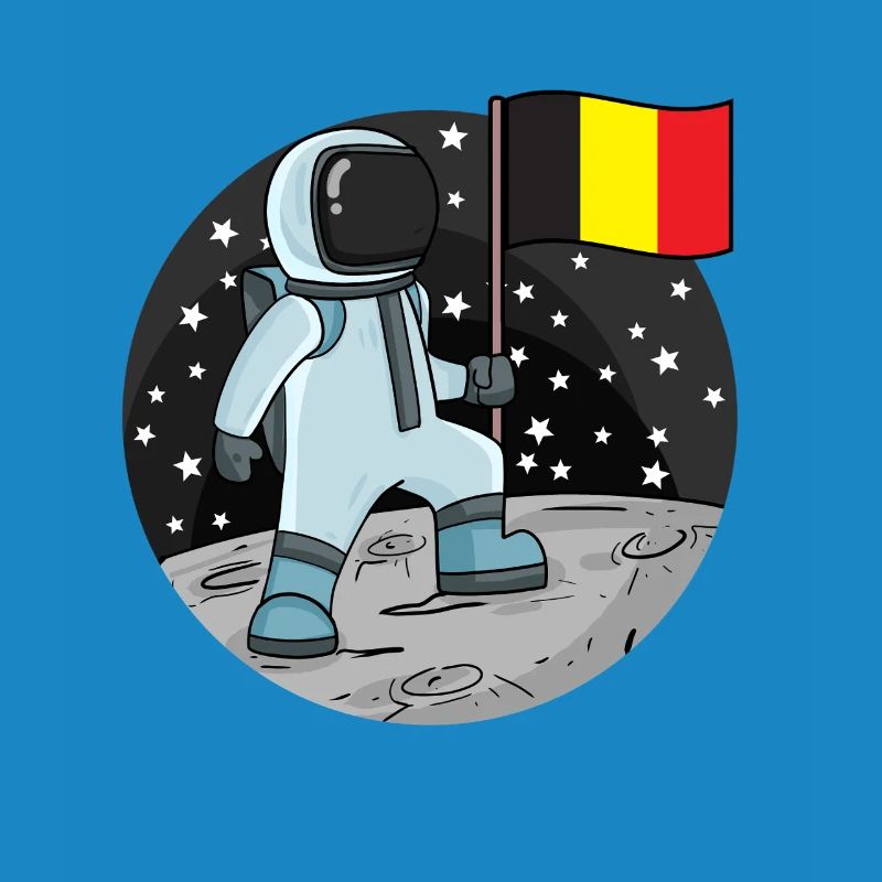 Astronaute avec drapeau belge dans l’espace