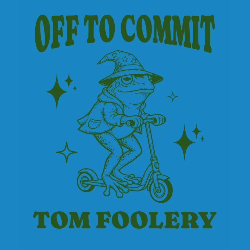 Off To Commit Tom Foolery Funny Frog Illustration